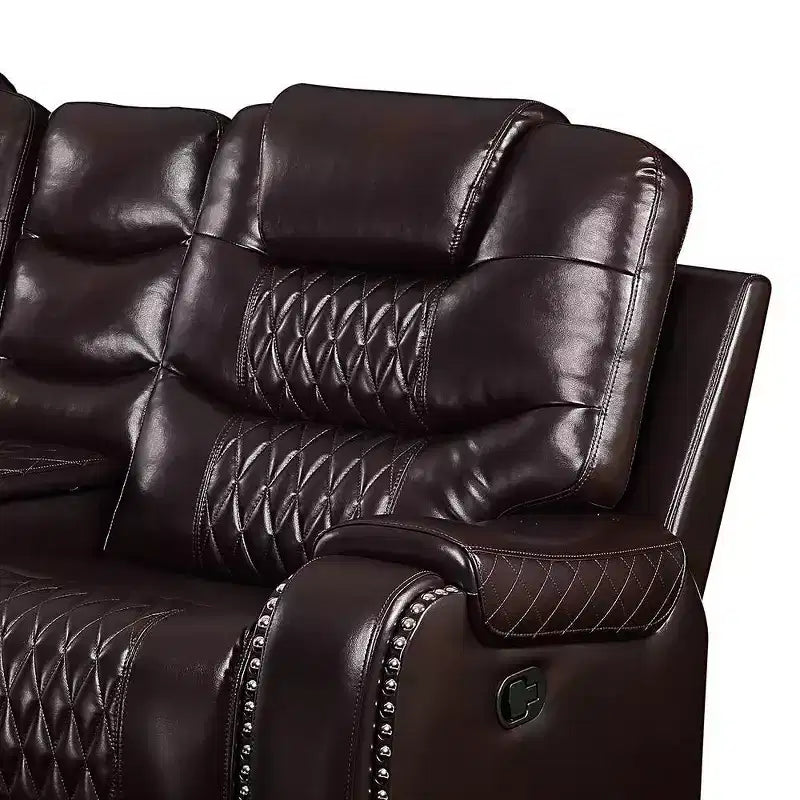 78" Braylon Active Sitting Chair Brown PU - Acme Furniture: Loveseat with Console & Cup Holders