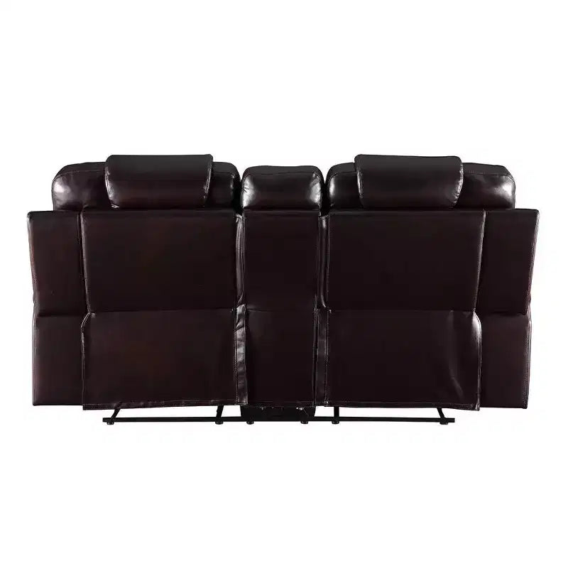 78" Braylon Active Sitting Chair Brown PU - Acme Furniture: Loveseat with Console & Cup Holders