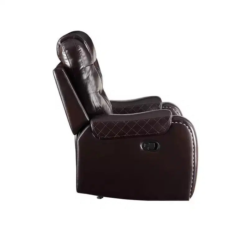 78" Braylon Active Sitting Chair Brown PU - Acme Furniture: Loveseat with Console & Cup Holders