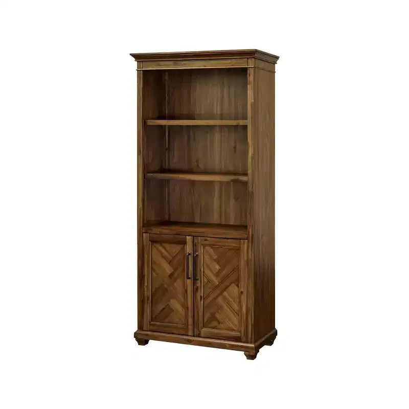 74" Porter Traditional Wood Bookcase With Doors Brown - Martin Furniture