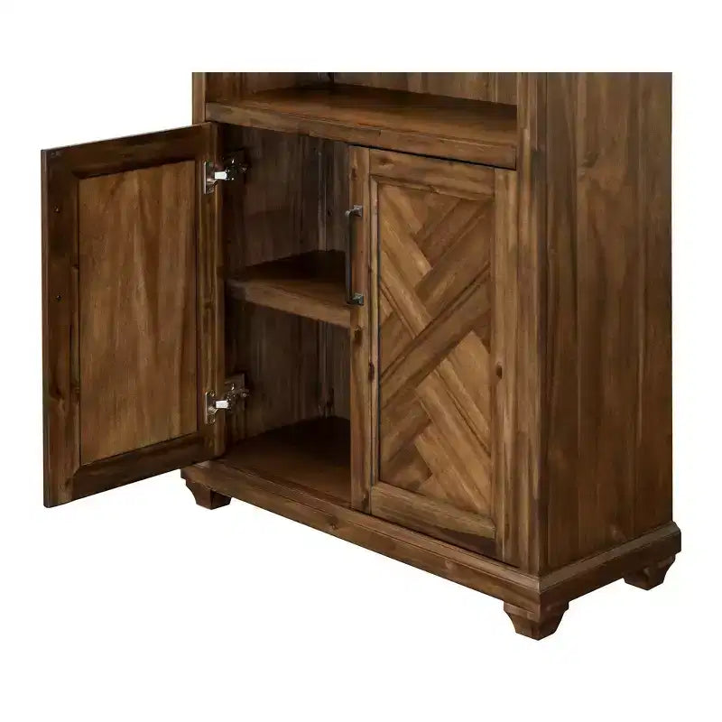 74" Porter Traditional Wood Bookcase With Doors Brown - Martin Furniture
