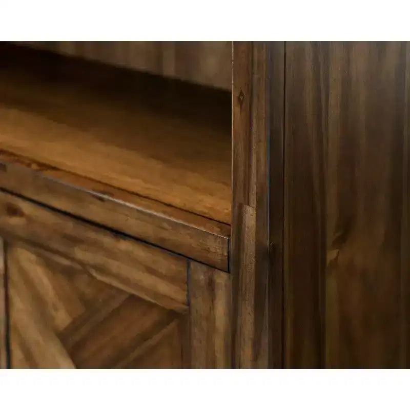 74" Porter Traditional Wood Bookcase With Doors Brown - Martin Furniture