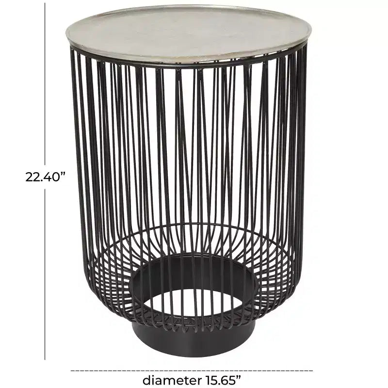 Olivia & May Metal Geometric Open Frame Wire Accent Table: No Assembly, Indoor Use, Made in India