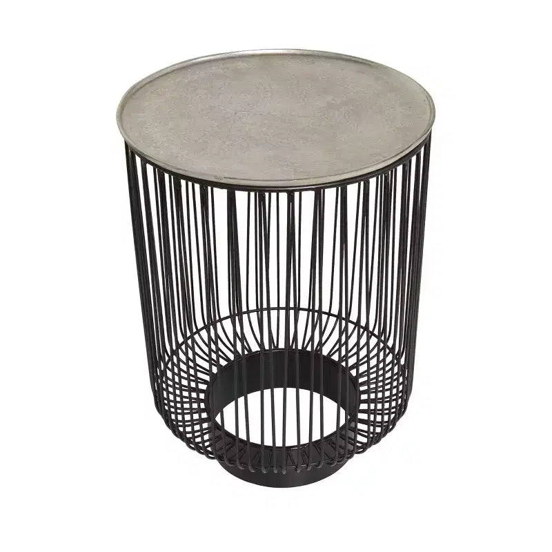 Olivia & May Metal Geometric Open Frame Wire Accent Table: No Assembly, Indoor Use, Made in India