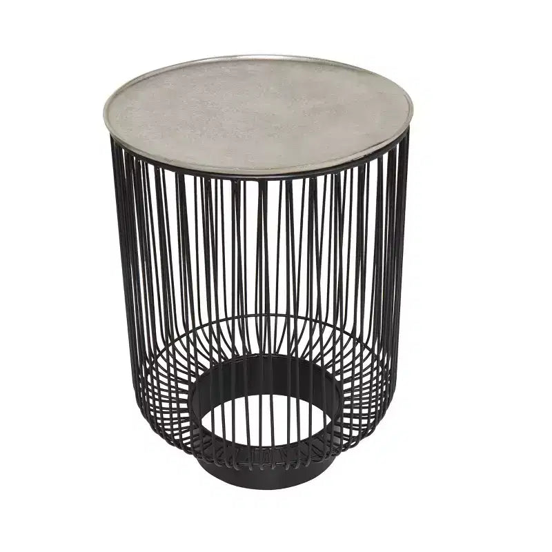 Olivia & May Metal Geometric Open Frame Wire Accent Table: No Assembly, Indoor Use, Made in India