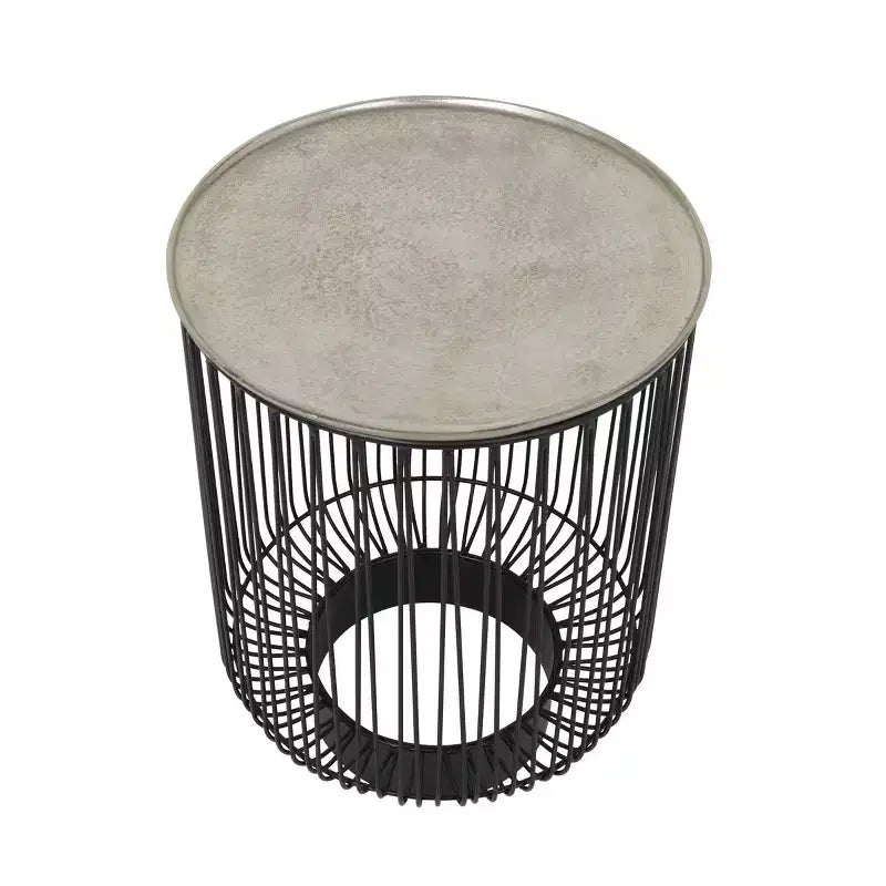 Olivia & May Metal Geometric Open Frame Wire Accent Table: No Assembly, Indoor Use, Made in India
