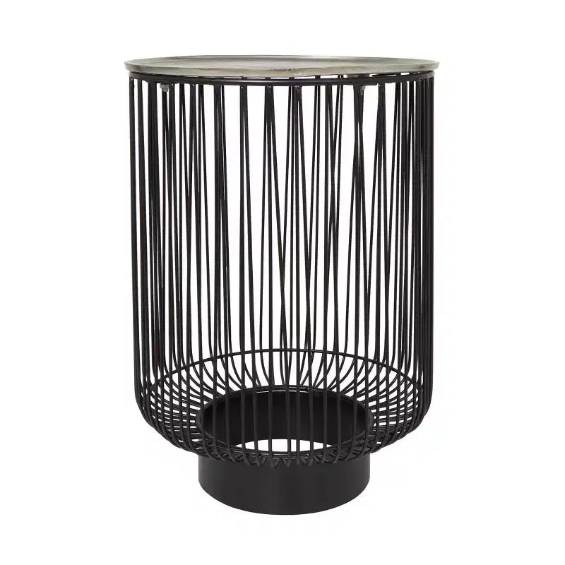 Olivia & May Metal Geometric Open Frame Wire Accent Table: No Assembly, Indoor Use, Made in India
