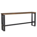 Tormo Hand Distressed Sofa Bar Table Black/Medium Walnut Finish/White - Powell: Modern Industrial Console with Metal Frame
