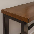 Tavolo da bar divano Tormo Hand Distressed Nero/Finitura noce medio/Bianco - Powell: Consolle industriale moderna con struttura in metallo