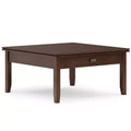 Stratford Square Coffee Table Russet Brown - Wyndenhall: Transitional Wood Composite, Storage Drawers, 36" Square