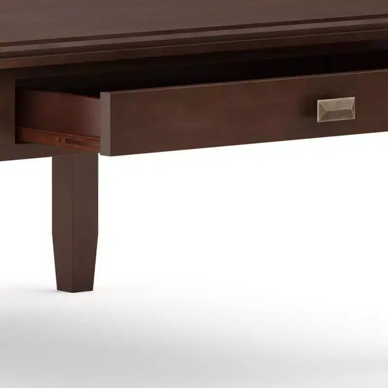 Tavolino da salotto quadrato marrone rossiccio - : Composito di legno transizionale, cassetti contenitori, 36" quadrato