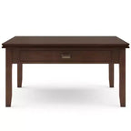 Tavolino da salotto quadrato marrone rossiccio - : Composito di legno transizionale, cassetti contenitori, 36" quadrato