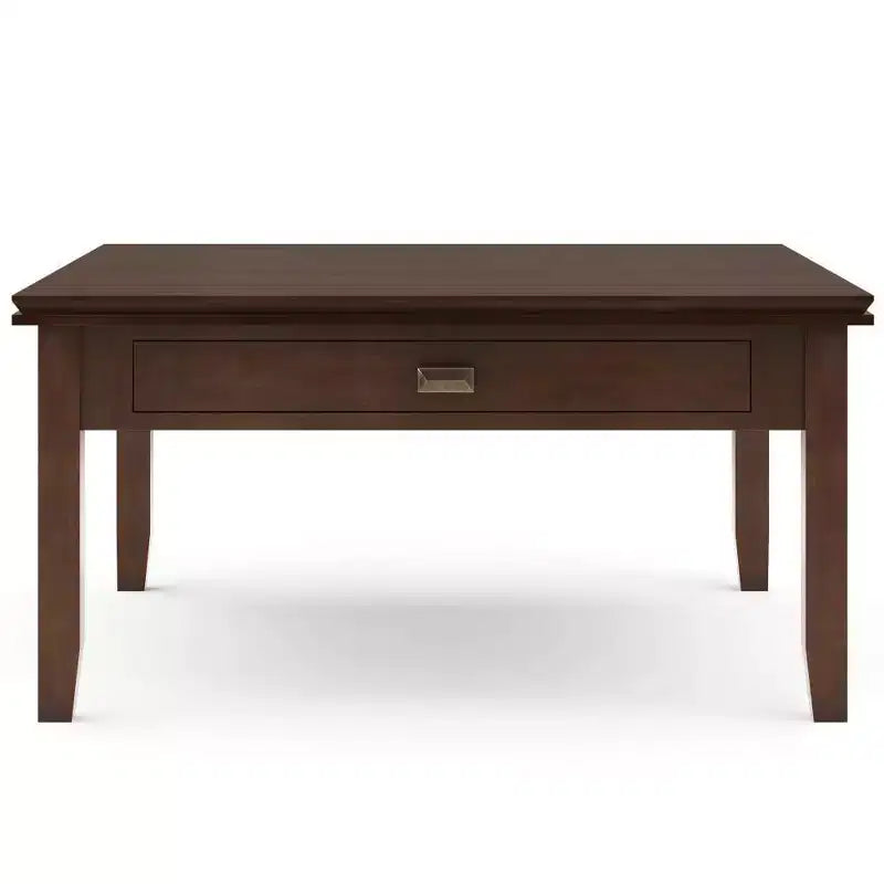 Tavolino da salotto quadrato marrone rossiccio - : Composito di legno transizionale, cassetti contenitori, 36" quadrato