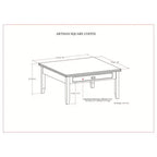 Tavolino da salotto quadrato marrone rossiccio - : Composito di legno transizionale, cassetti contenitori, 36" quadrato