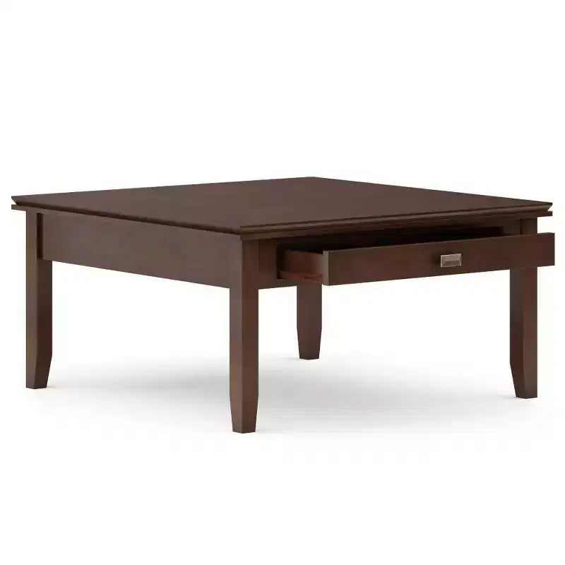 Tavolino da salotto quadrato marrone rossiccio - : Composito di legno transizionale, cassetti contenitori, 36" quadrato