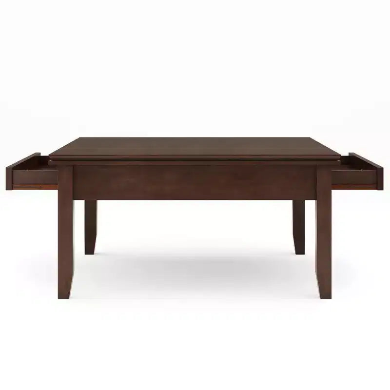 Tavolino da salotto quadrato marrone rossiccio - : Composito di legno transizionale, cassetti contenitori, 36" quadrato