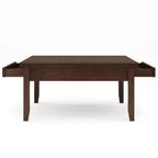 Tavolino da salotto quadrato marrone rossiccio - : Composito di legno transizionale, cassetti contenitori, 36" quadrato