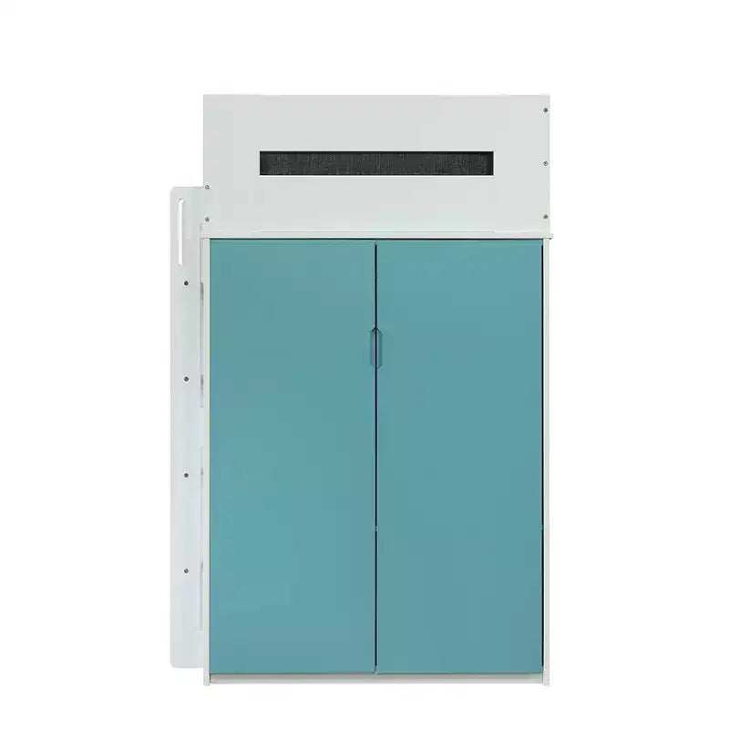 Acme Furniture 78" Letto a soppalco Nerice Letto a soppalco e a castello Bianco e verde acqua: Un letto singolo sopra l'altro, struttura in legno, montaggio senza attrezzi