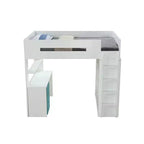 Acme Furniture 78" Letto a soppalco Nerice Letto a soppalco e a castello Bianco e verde acqua: Un letto singolo sopra l'altro, struttura in legno, montaggio senza attrezzi