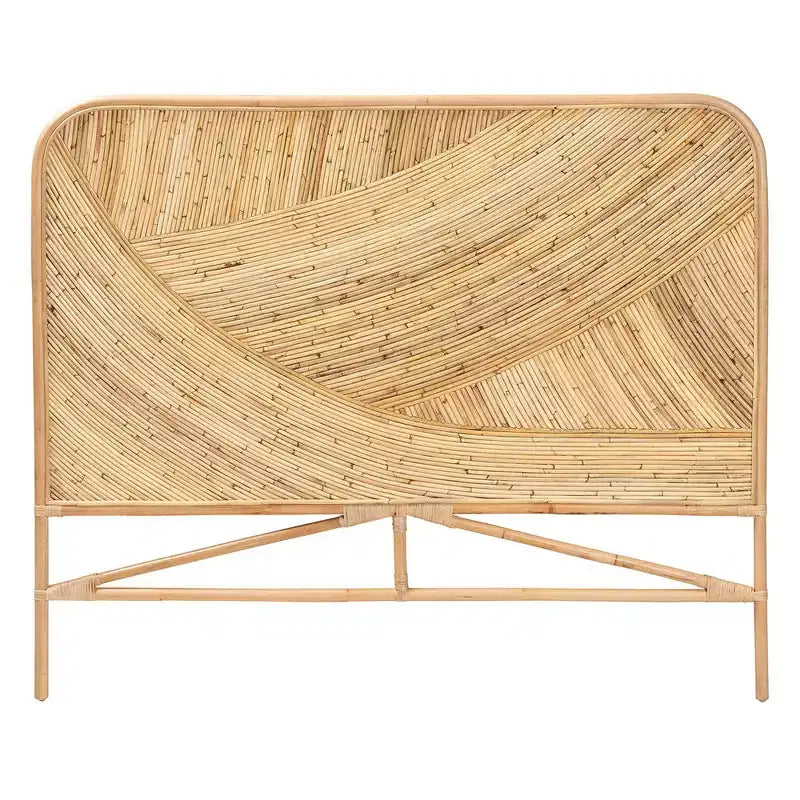 Queen Delphi Rattan Standalone Headboard Natural Brown - Baxton Studio: Bohemian Craftsmanship, No Mounting Required