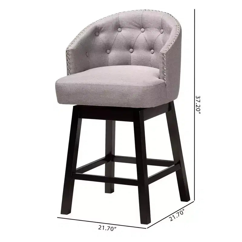 2pc Theron Fabric and Wood Swivel Counter Stool Set - Baxton Studio