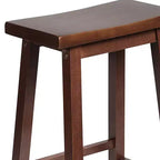 Sgabello da Cucina Alto 61 cm Classico con Sedile a Sella per Case, Sale da Pranzo e Bar con Seduta Senza Schienale, 4 Gambe Quadrate, Noce (Confezione da 3)