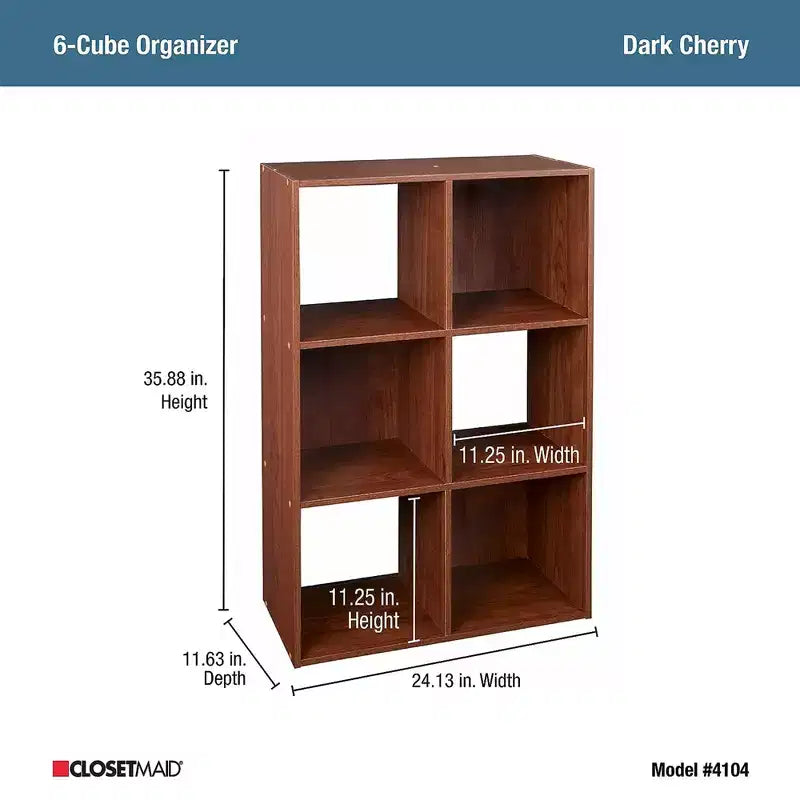 ClosetMaid Libreria a giorno a 6 scomparti in legno, Ciliegio scuro