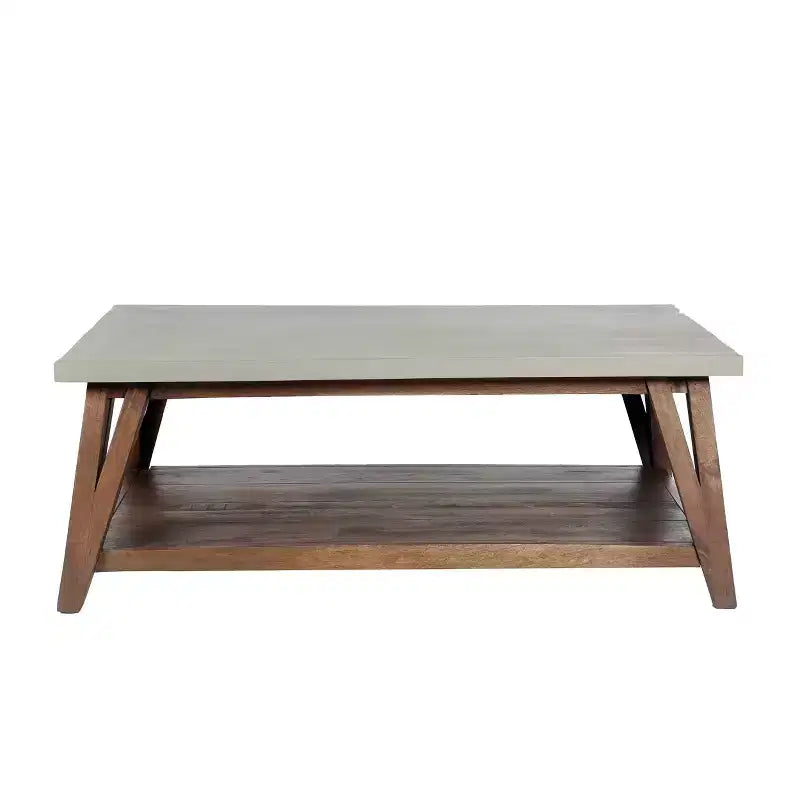 Brookside Coffee Table Concrete Coated Top and Wood Light - Alaterre Furniture