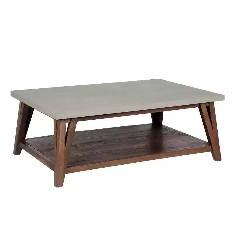 Brookside Coffee Table Concrete Coated Top and Wood Light - Alaterre Furniture