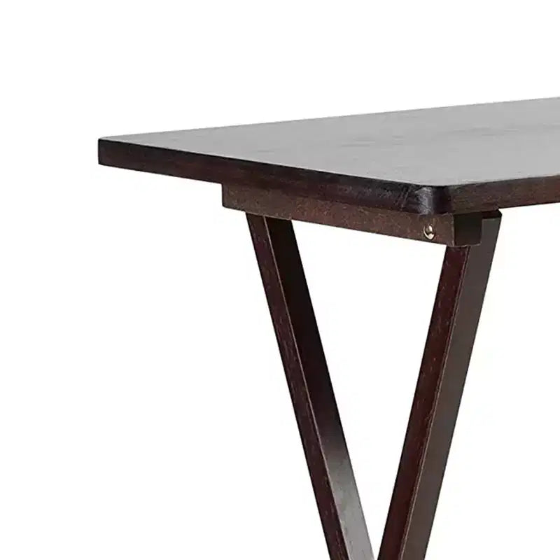 Tavolino Rettangolare Pieghevole in Legno Massello per TV e Snack con Portaoggetti Compatto, Marrone Espresso (Set da 7)