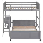 Letto a Castello in Legno Completo su Completo/Singolo su Completo con Scrivania e Scala