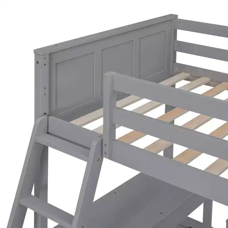 Letto a Castello in Legno Completo su Completo/Singolo su Completo con Scrivania e Scala