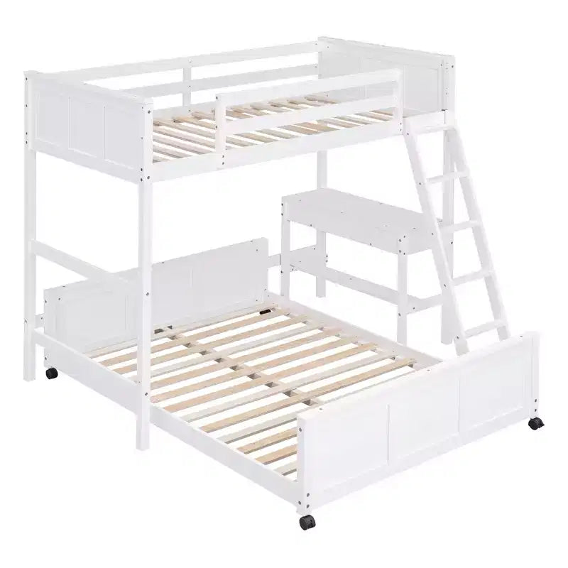 Letto a Castello in Legno Completo su Completo/Singolo su Completo con Scrivania e Scala