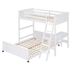 Letto a Castello in Legno Completo su Completo/Singolo su Completo con Scrivania e Scala