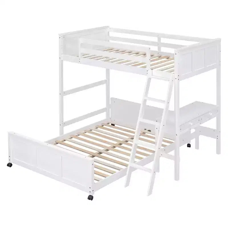 Letto a Castello in Legno Completo su Completo/Singolo su Completo con Scrivania e Scala