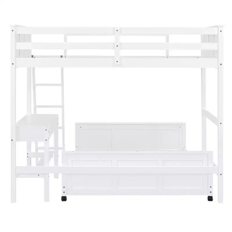 Letto a Castello in Legno Completo su Completo/Singolo su Completo con Scrivania e Scala
