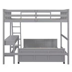 Letto a Castello in Legno Completo su Completo/Singolo su Completo con Scrivania e Scala