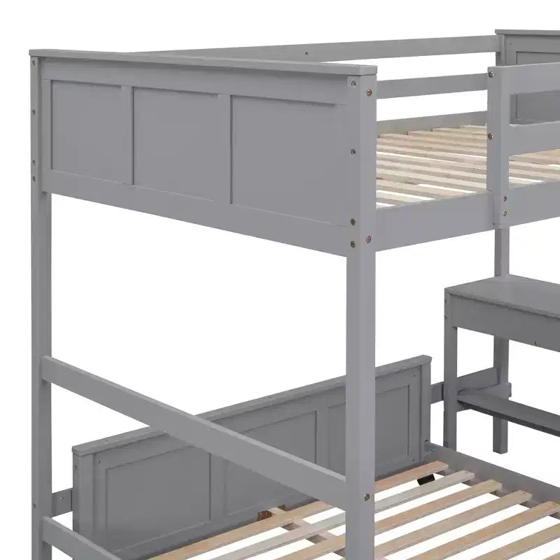 Letto a Castello in Legno Completo su Completo/Singolo su Completo con Scrivania e Scala