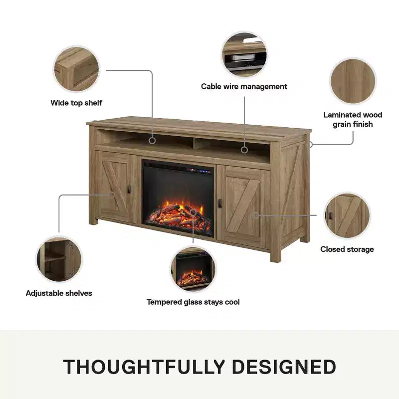 Ameriwood Home Farmington Electric Fireplace TV Console for TVs up to 60
