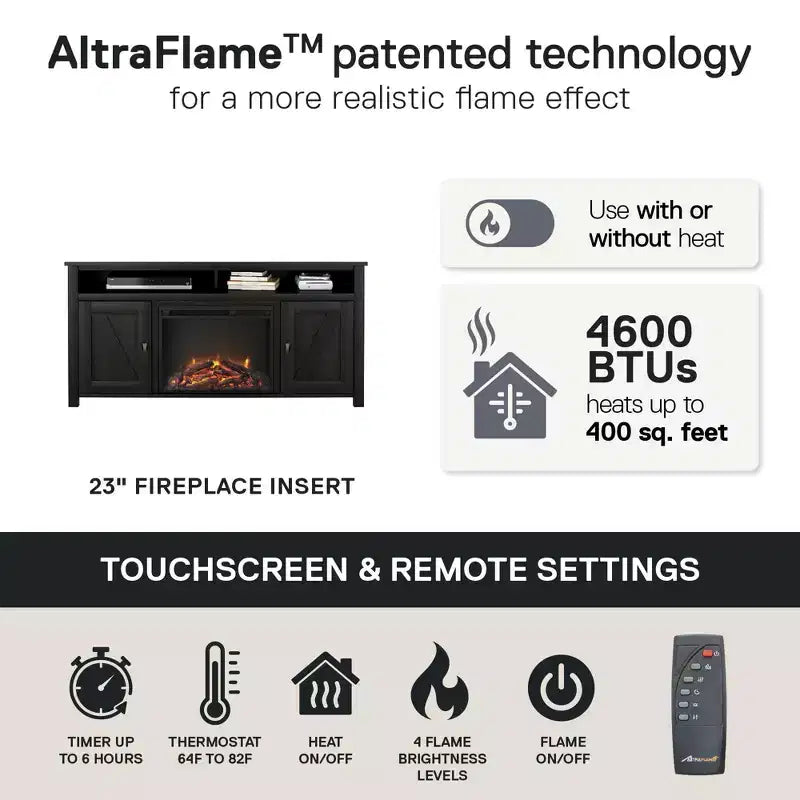 Ameriwood Home Farmington Electric Fireplace TV Console for TVs up to 60
