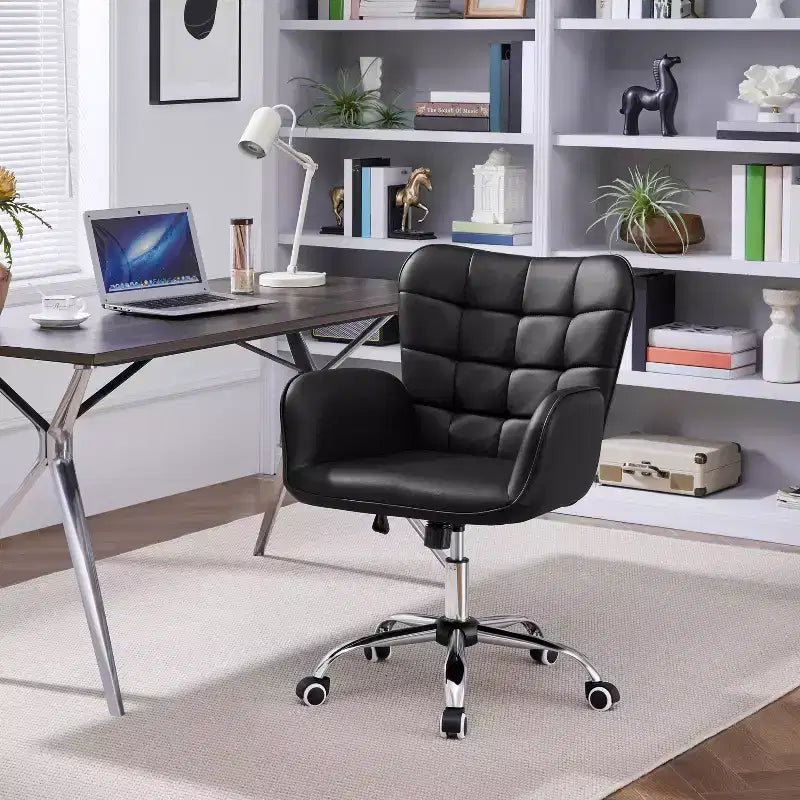 Yaheetech Faux Leather Desk Chair with Padded Armrests