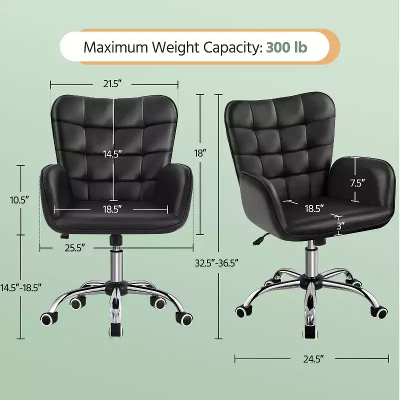 Yaheetech Faux Leather Desk Chair with Padded Armrests