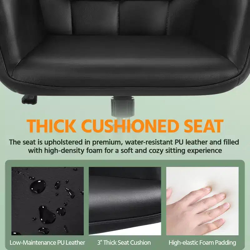 Yaheetech Faux Leather Desk Chair with Padded Armrests