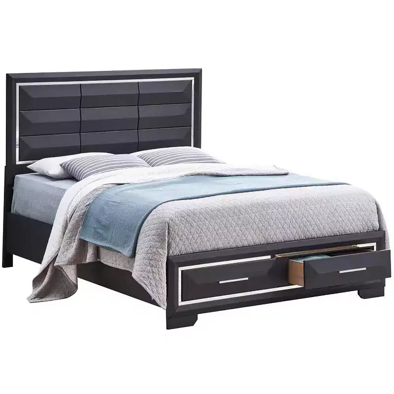 Passion Furniture Liverpool Wood Frame Panel Bed with 2 Drawers