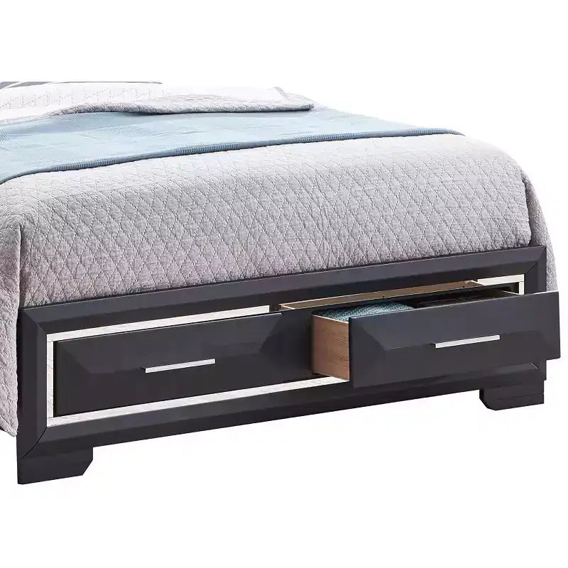 Passion Furniture Liverpool Wood Frame Panel Bed with 2 Drawers