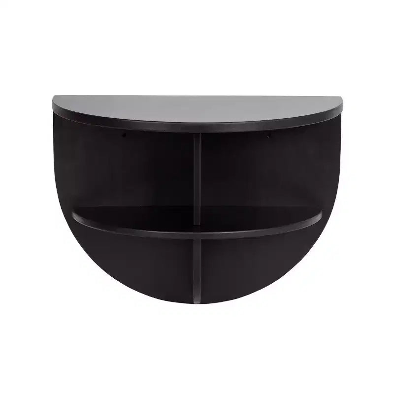 Kate and Laurel Jalla Half Circle Wood Floating Side Table, 18x14, Black