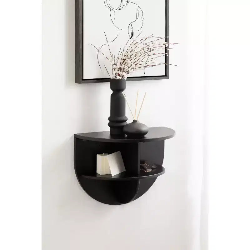Jalla Tavolino Sospeso in Legno a Mezzaluna, 18x14, Nero