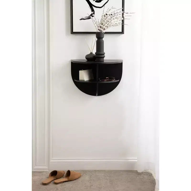Jalla Tavolino Sospeso in Legno a Mezzaluna, 18x14, Nero