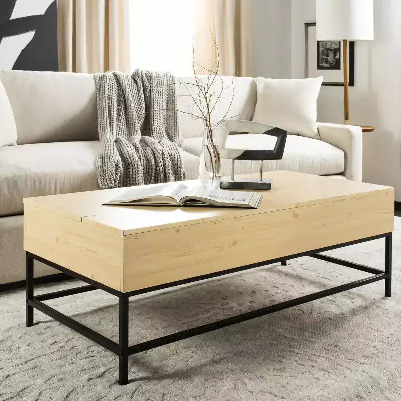 Gina Lift-Top Coffee Table - Light Oak/Black - Safavieh