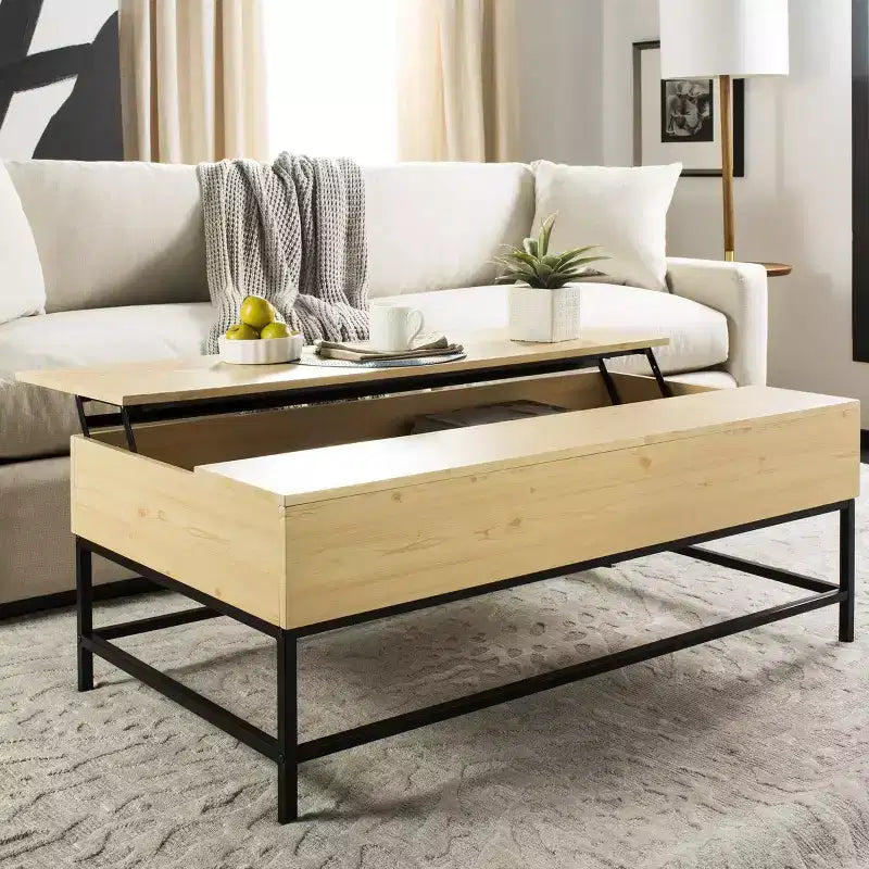 Gina Lift-Top Coffee Table - Light Oak/Black - Safavieh